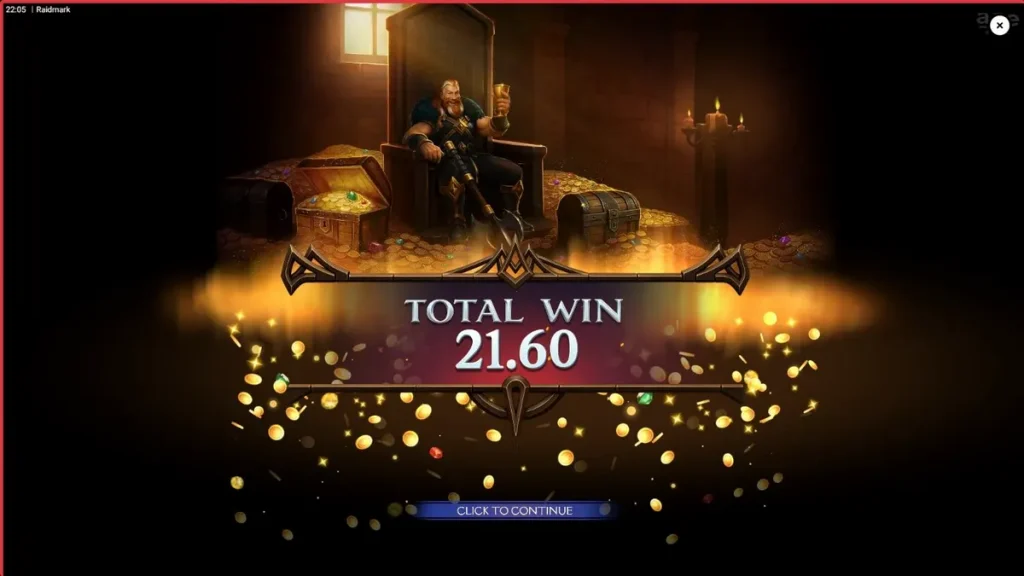 Captura de tela do jogo de slot Raidmark, mostrando um cenário de batalha Viking noturno com rolos cheios de símbolos de guerreiros e Wilds Expansivos.