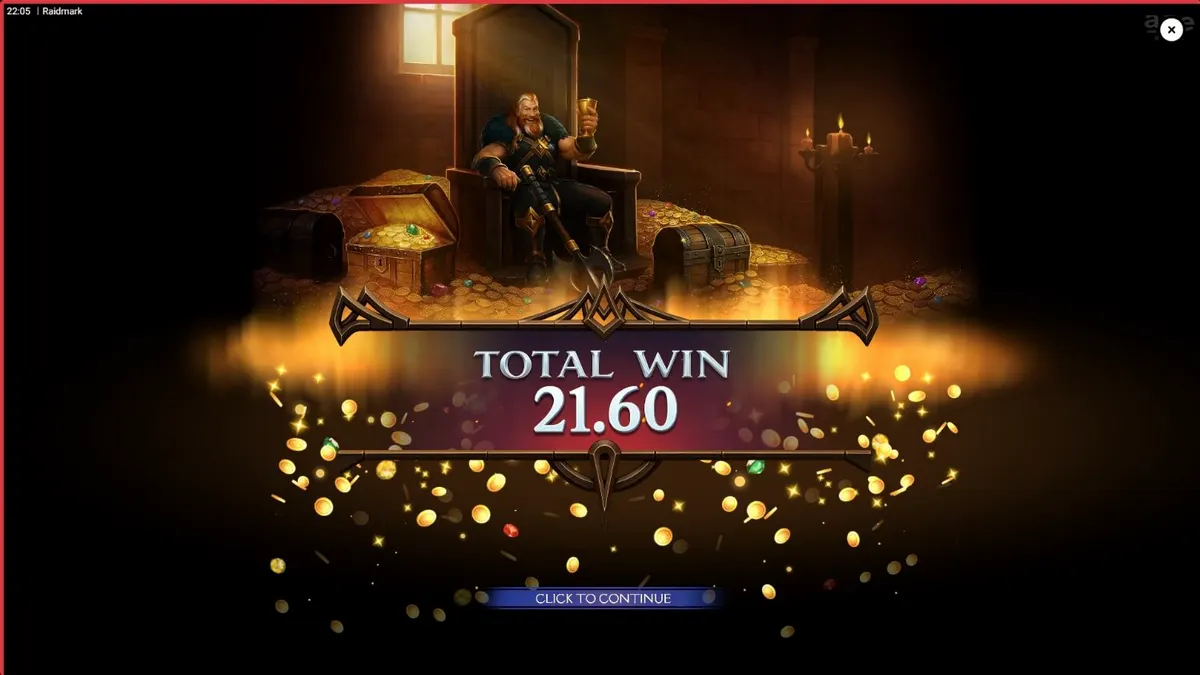 Captura de tela do jogo de slot Raidmark, mostrando um cenário de batalha Viking noturno com rolos cheios de símbolos de guerreiros e Wilds Expansivos.