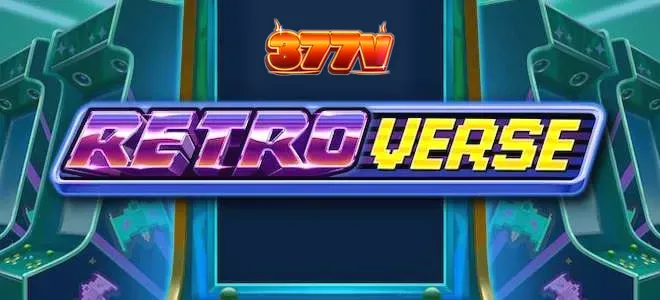 Interface vibrante e futurista do jogo de slot RetroVerse com elementos de arcade
